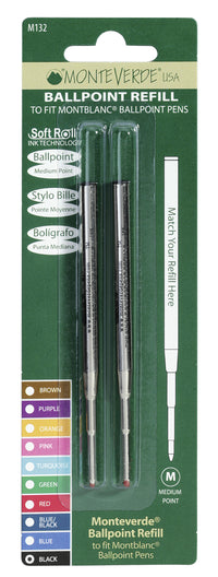 Recharges pour stylo bille - Montblanc - Noir - Pointe moyenne - Lot de 2 recharges