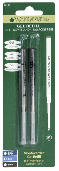 Recharges pour stylo gel - Montblanc - Noir - Pointe moyenne - Lot de 2 recharges