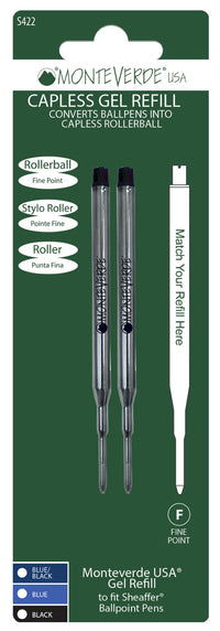 Recharges pour stylo gel - Sheaffer - Noir - Pointe fine - Lot de 2 recharges