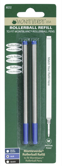 Recharges pour stylo roller - Montblanc - Bleu - Pointe moyenne - Lot de 2 recharges