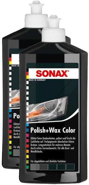 Polish + cire - SONAX - Couleur Noir - Carrosserie - Flacon 500ml - Lot de 2