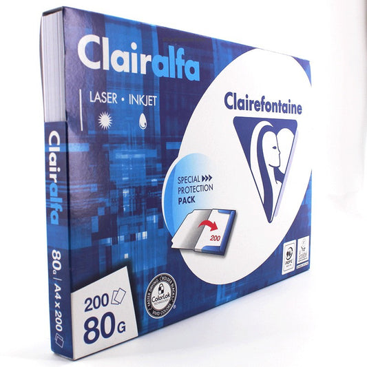 Ramette de papier - A4 - Blanc - 80g - Impression - 200 feuilles - Clairefontaine Clairalfa