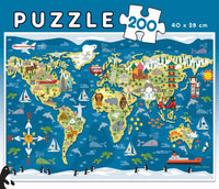 Puzzle - 200 pièces - Carte du monde - 40x28cm - Enfant - Educa