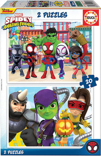 Puzzle - Spiderman - Spidey et ses ais - 2 modèles de 20 pièces - Enfant dès 4 ans