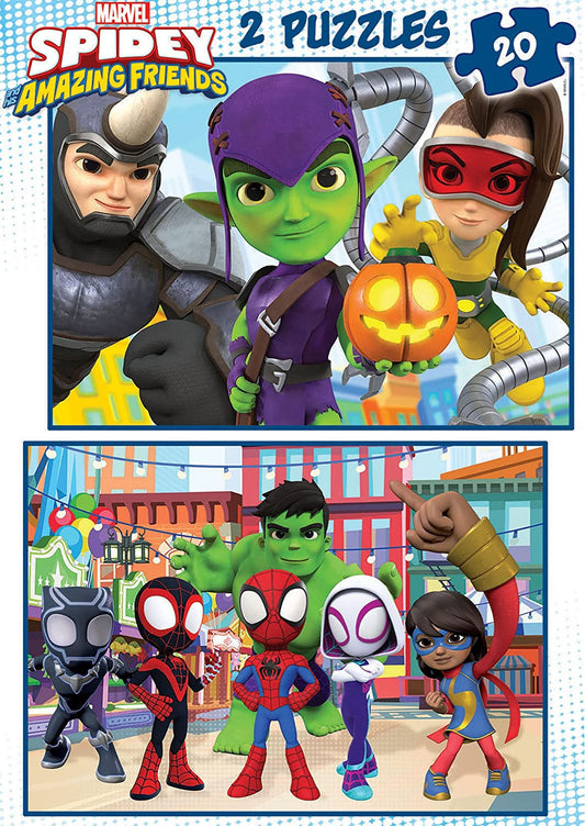 Puzzle - Spiderman - Spidey et ses ais - 2 modèles de 20 pièces - Enfant dès 4 ans
