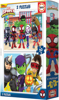 Puzzle - Spiderman - Spidey et ses ais - 2 modèles de 20 pièces - Enfant dès 4 ans