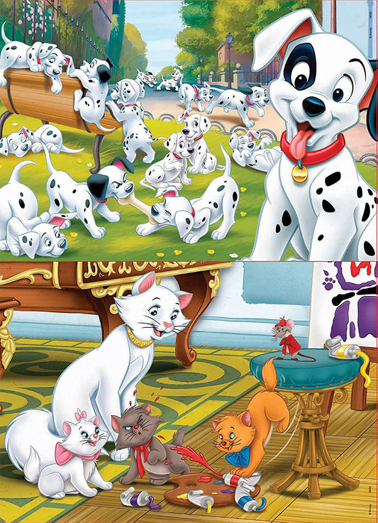 Puzzle - Les 101 dalmatiens - Les aristochats - 2 modèles de 25 pièces