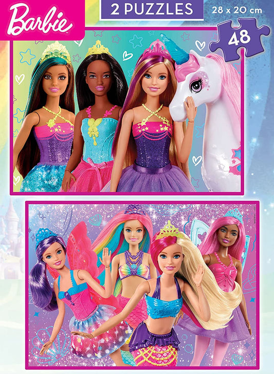 Puzzle - Barbie - 2 modèles de 48 pièces - 28x20cm - Educa