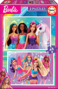 Puzzle - Barbie - 2 modèles de 48 pièces - 28x20cm - Educa