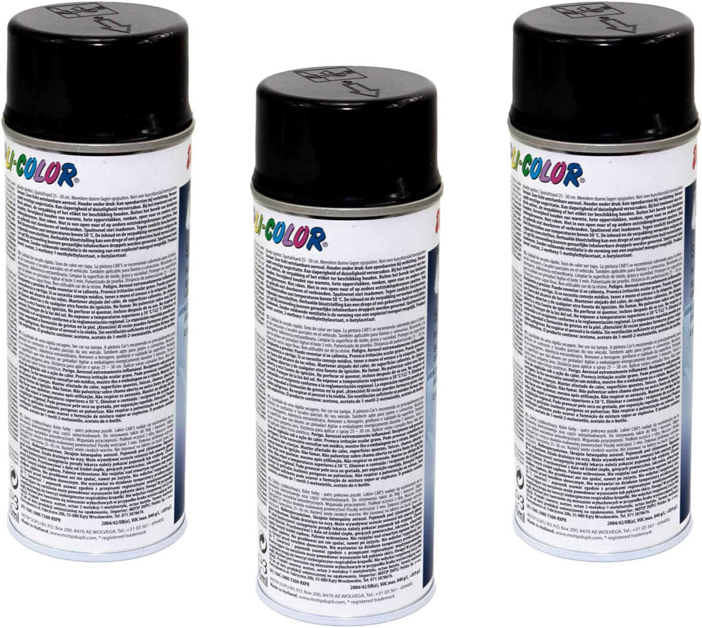 3 bombes peinture rallye noir brillant - 400 ml - Dupli-Color