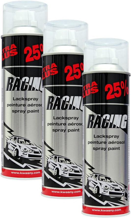 3 bombes de vernis - Brillant - Carrosserie voiture - Racing - Transparent - 500ml