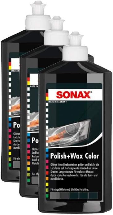 Polish + cire - SONAX - Couleur Noir - Carrosserie - Flacon 500ml - Lot de 3