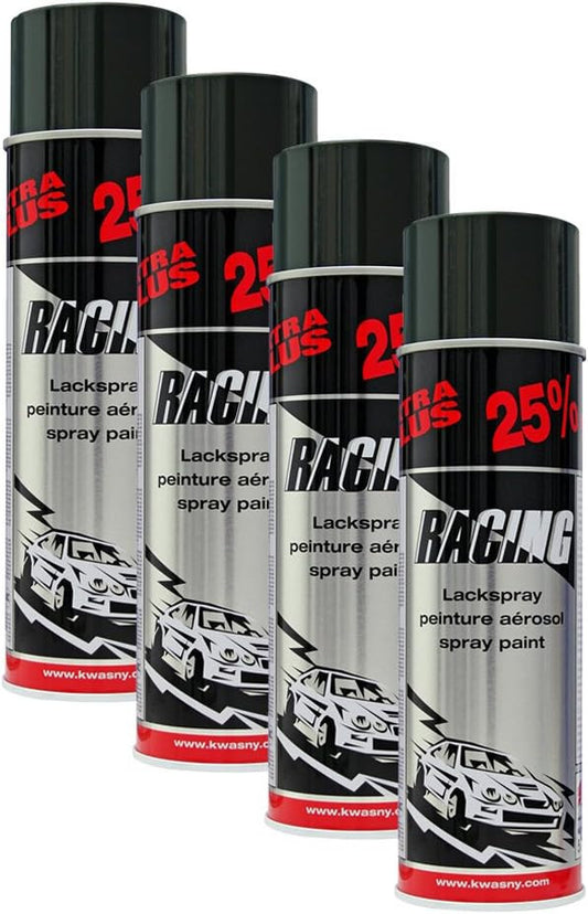 4 bombes de peinture - Carrosserie voiture - Racing - Noir brillant - 500ml