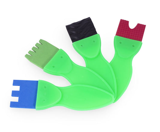 Pinceaux - Caoutchouc - Enfants - Dès 3 ans - 4 formes - Manche plastique - Jovi