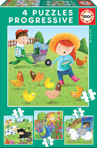 Puzzle - Enfant - Dès 3 ans - 4 modèles - Les animaux de la ferme - Educa