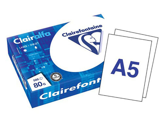 Ramette de papier - A5 - Blanc - 80g - Impression - 500 feuilles - Clairefontaine Clairalfa