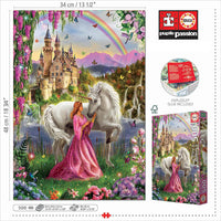 Puzzle - Licorne - Fée - Princesse - Château - 500 pièces - 34x48cm - Educa