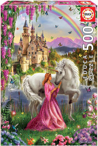 Puzzle - Licorne - Fée - Princesse - Château - 500 pièces - 34x48cm - Educa