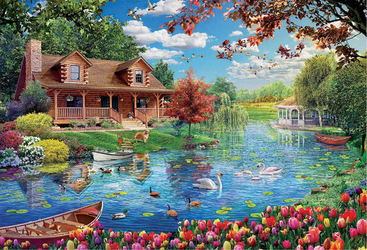 Puzzle - 5000 pièces - Chalet au bord du lac - 157x107cm - Educa