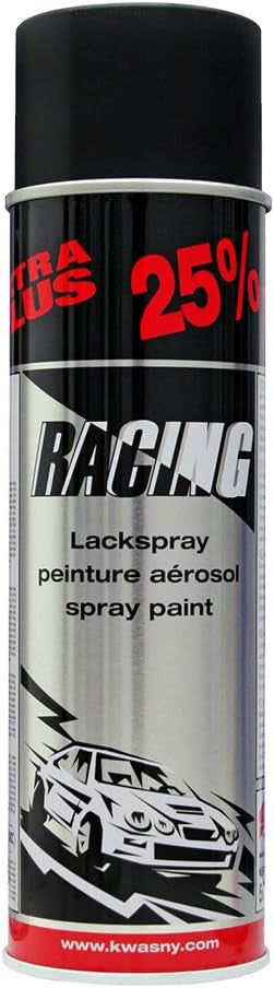 6 bombes de peinture - Carrosserie voiture - Racing - Noir mat - 500ml