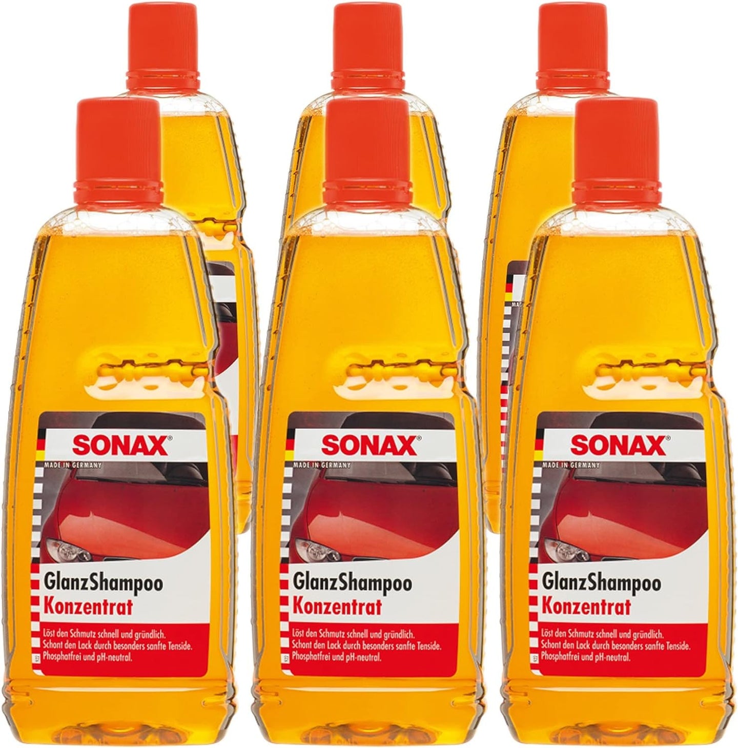 Lot de 6 shampooing - Brillant - Concentré - Carrosserie - Auto - pH neutre - SONAX