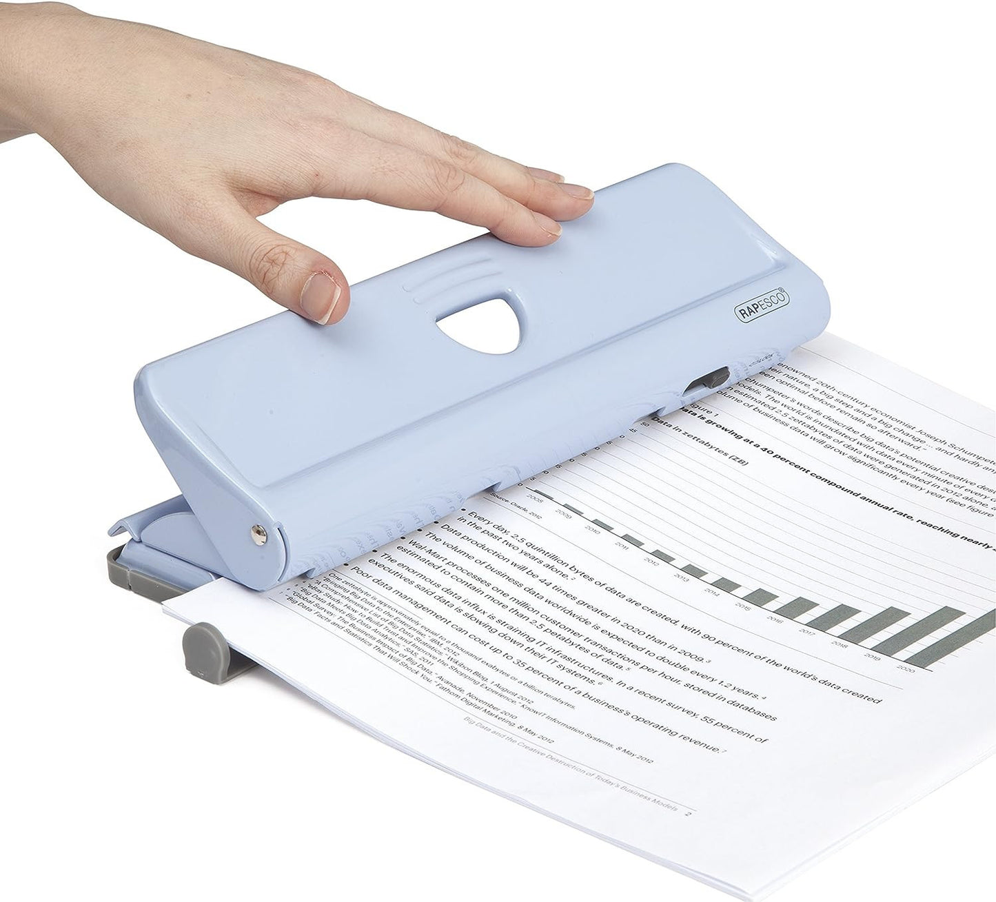 Perforateur - 4 trous - Métal - Bleu - Capacité 22 feuilles - Rapesco