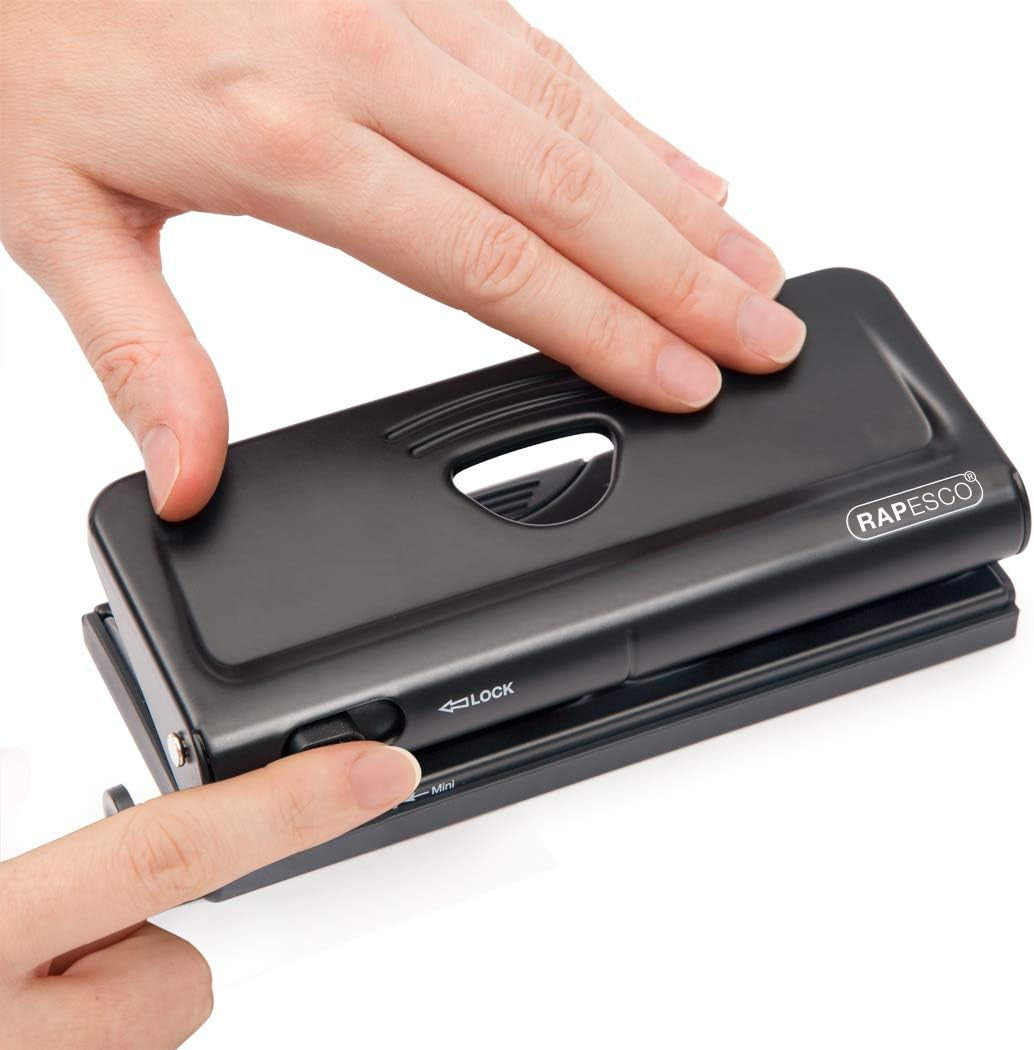 Perforateur - 6 trous - Pour agenda - Jusqu'à 10 feuilles - Noir - Métal - Rapesco