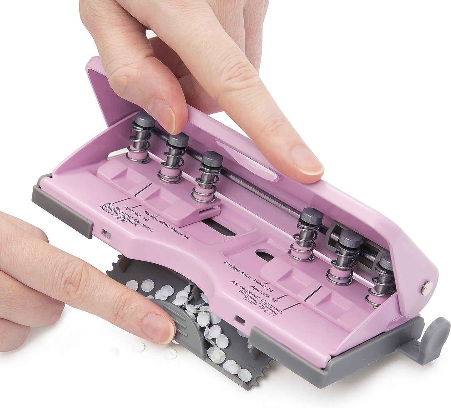 Perforateur - 6 trous - Pour agenda - Jusqu'à 10 feuilles - Rose - Métal - Rapesco