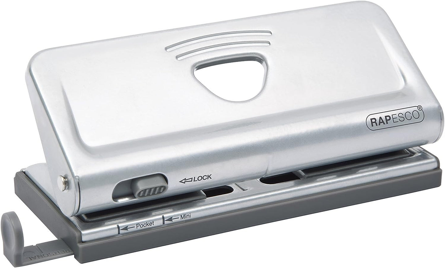 Perforateur - 6 trous - Pour agenda - Jusqu'à 10 feuilles - Argent - Métal - Rapesco