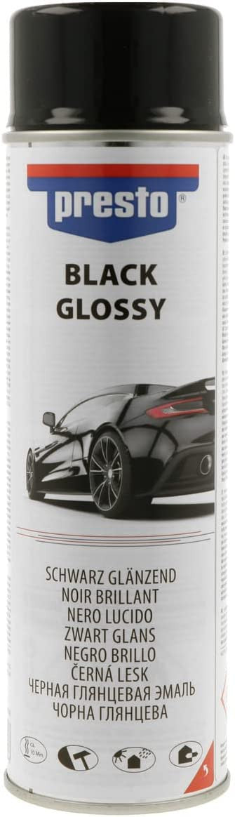 Bombe de peinture - Noir - Brillant - RAL 9005 - Carrosserie - 500ml - Presto