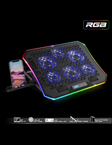 Refroidisseur - Pour ordinateur portable - Compatible de 10 à 17 pouces - Rétroéclairé - Spirit of Gamer - AIRBLADE 1200