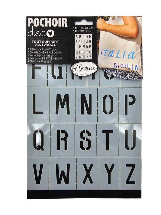 Pochoir - Alphabet - Tout support - 20x30 cm - Aladine