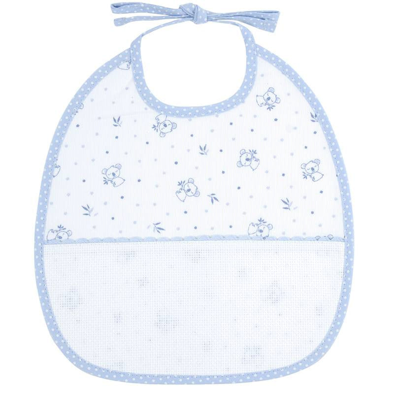 Petit bavoir - Bébé - 3 mois - A broder - Bleu/motif koala - Cadeau naissance