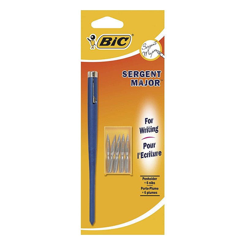 Porte-plume + étui de 6 plumes - Sergent Major - Coloris aléatoire - Bic