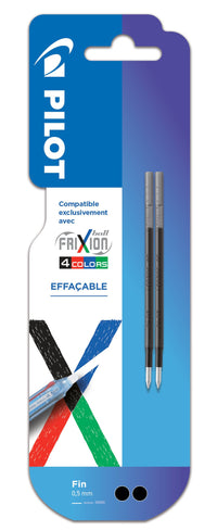 Recharges pour stylo Frixion Ball 4 couleurs - Pointe fine 0,5mm - Noir - Pilot