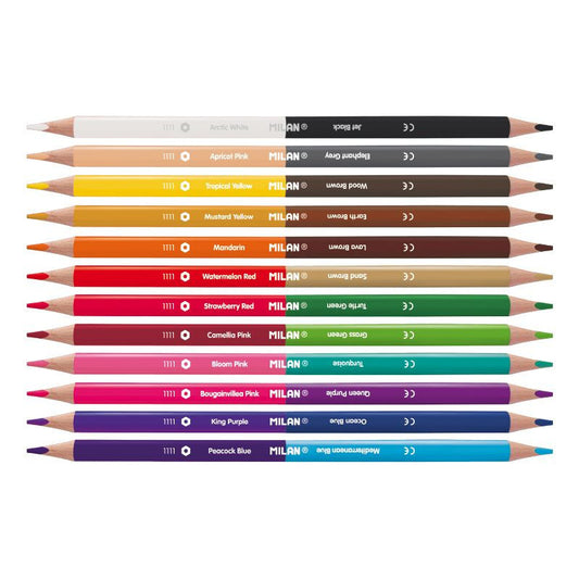 Pochette de 12 crayons bicolores corps triangulaire assortiment