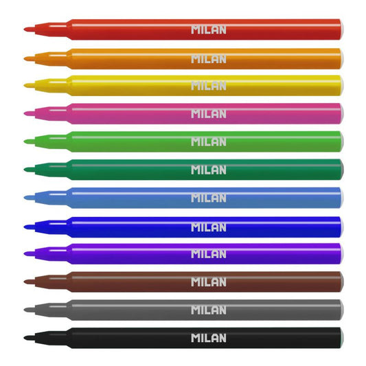 Pochette de 12 feutres de coloriage pointe fine Milan