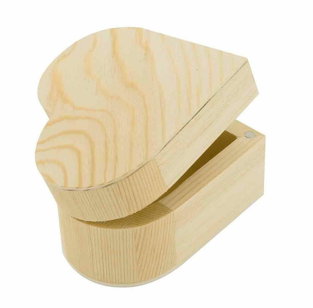 Petite boite - Forme de cœur - Bois - A décorer - 9,5 x 8,3 x 5,5cm