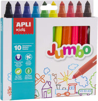 10 feutres de douleur - Grosse pointe - Assortiment - Jumbo Apli Kids