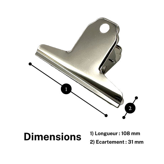 Pinces à dessin - Métal - Chrome - Largeur 108mm - Boîte de 20 pièces