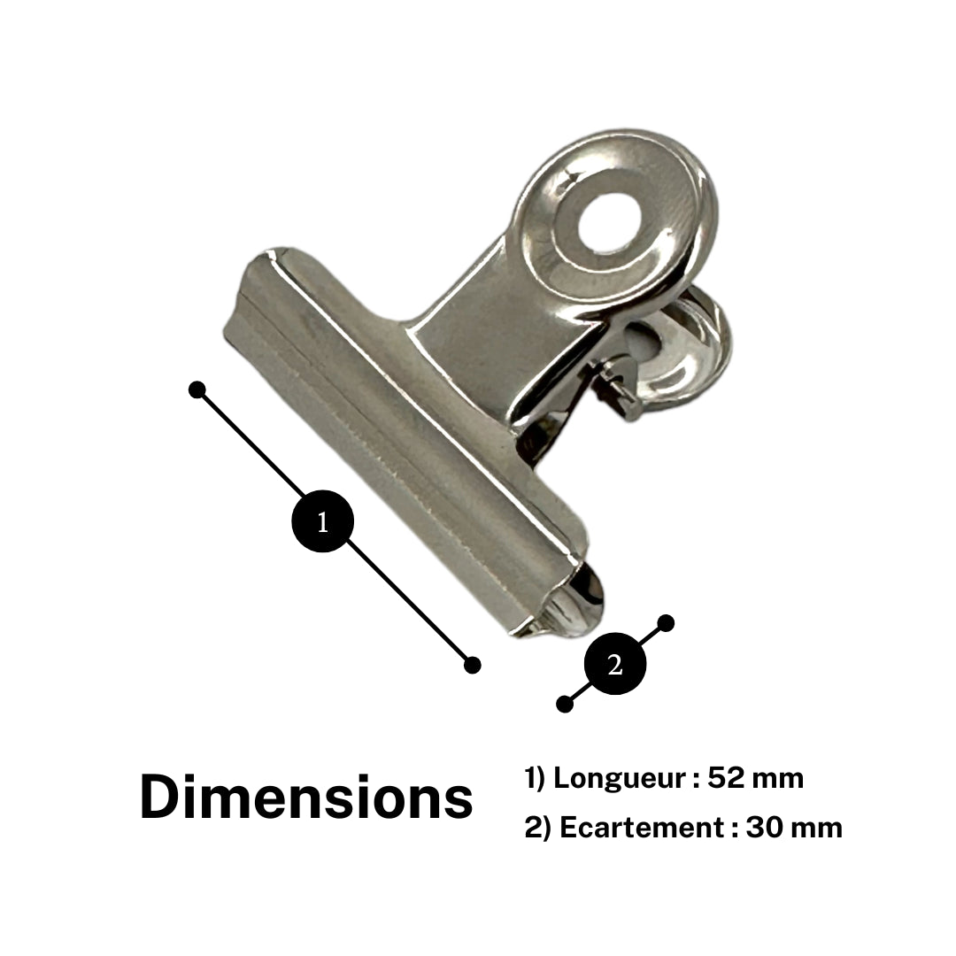 Pinces à dessin - Métal - Chrome - Largeur 52mm - Boîte de 40 pièces