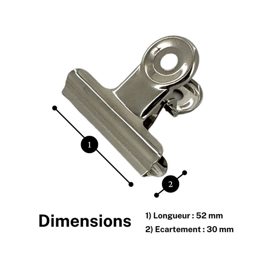 Pinces à dessin - Métal - Chrome - Largeur 52mm - Boîte de 40 pièces