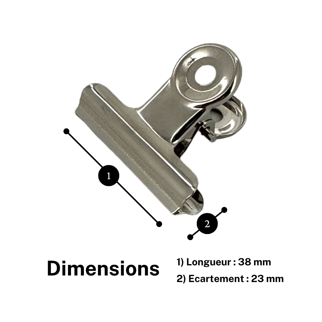 Pinces à dessin - Métal - Chrome - Largeur 38mm - Boîte de 72 pièces