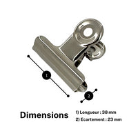 Pinces à dessin - Métal - Chrome - Largeur 38mm - Boîte de 72 pièces