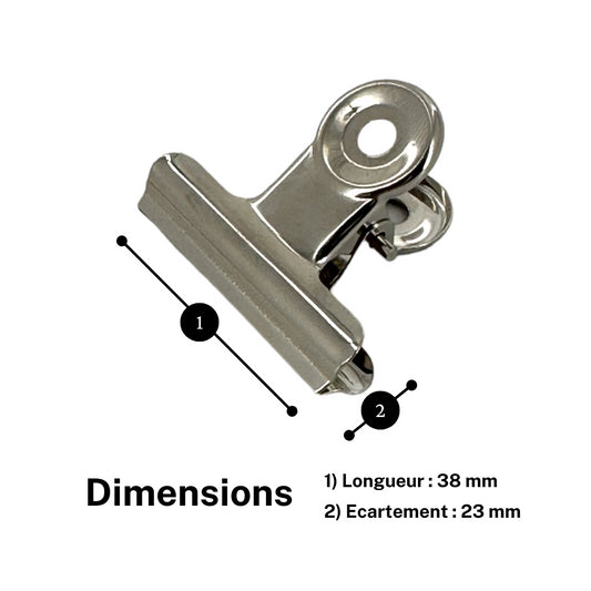 Pinces à dessin - Métal - Chrome - Largeur 38mm - Boîte de 72 pièces