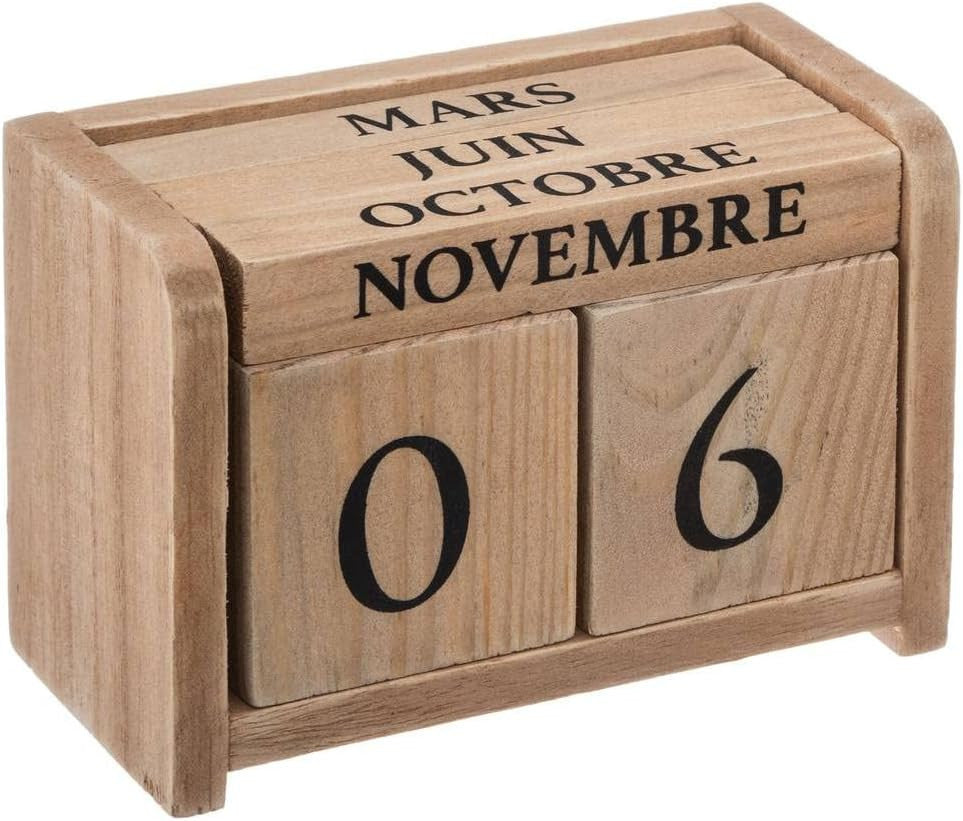 Petit calendrier - Mois et jour - Bois - Décoration - Style colonial - Atmosphera