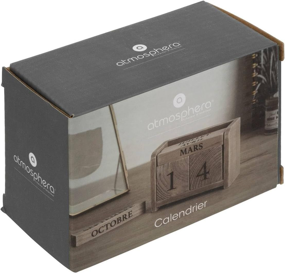 Petit calendrier - Mois et jour - Bois - Décoration - Style colonial - Atmosphera