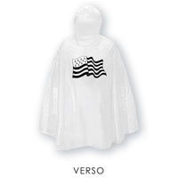 Poncho - Cape de pluie - Plastique - Transparent - Avec drapeau breton - Taille unique