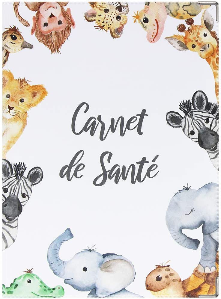 Protège carnet de santé - Bébé - Enfant - Animaux mignons - 22 x 16 cm