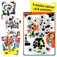Pochette de gommettes - Planches à décorer - Fleurs - 616 gommettes - Cléopâtre